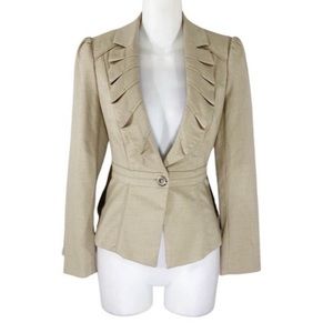 White House Black Market Beige Ruffle Lapel Blazer Jacket 8